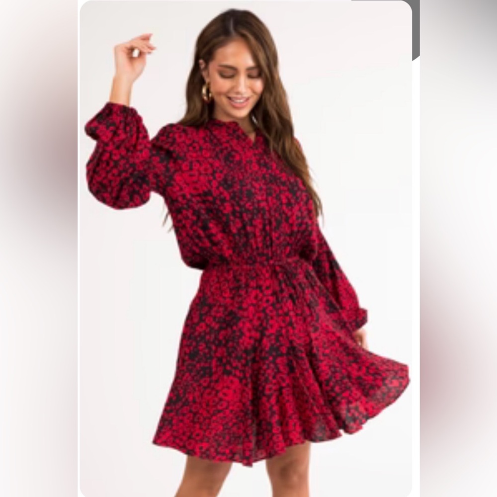 Eesome Red and Black Leopard Print Dress